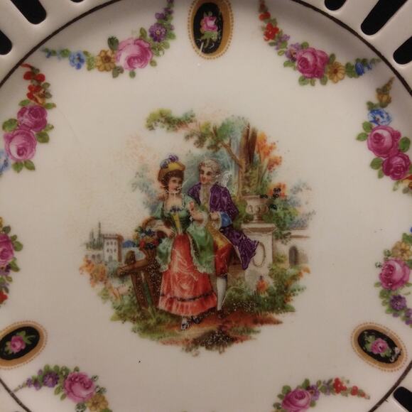 10 Pc Antique 1910 German Lattice Edged Porcelain Bread/Tea Plates - Picture 10 of 16